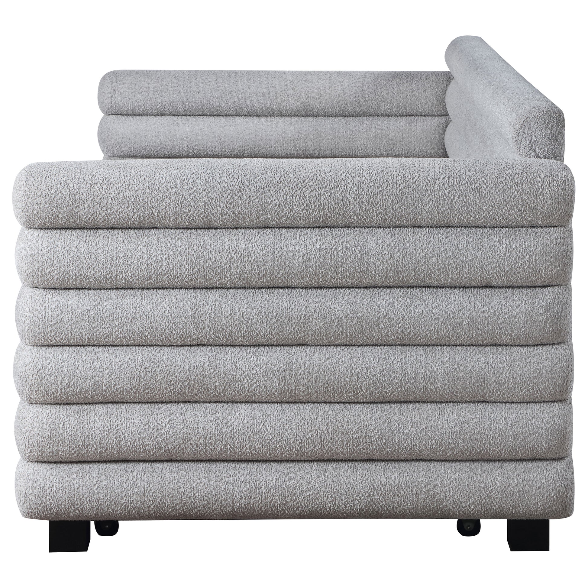 Patricia Boucle Upholstered Twin Day Bed with Trundle Grey 
