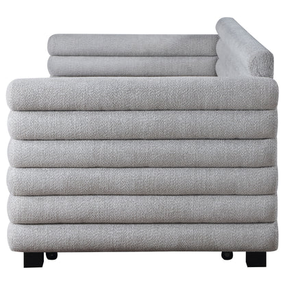 Patricia Boucle Upholstered Twin Day Bed with Trundle Grey 