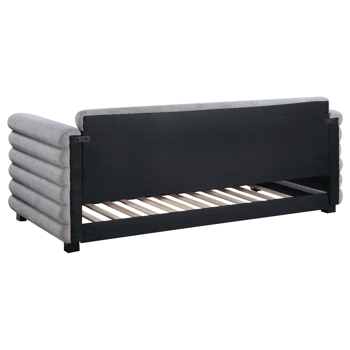 Patricia Boucle Upholstered Twin Day Bed with Trundle Grey 