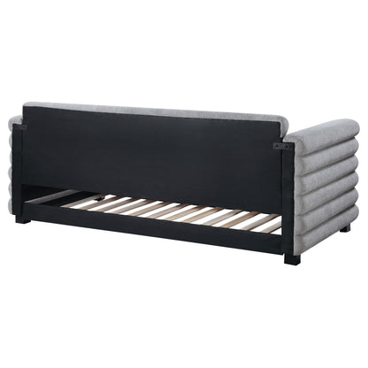 Patricia Boucle Upholstered Twin Day Bed with Trundle Grey 