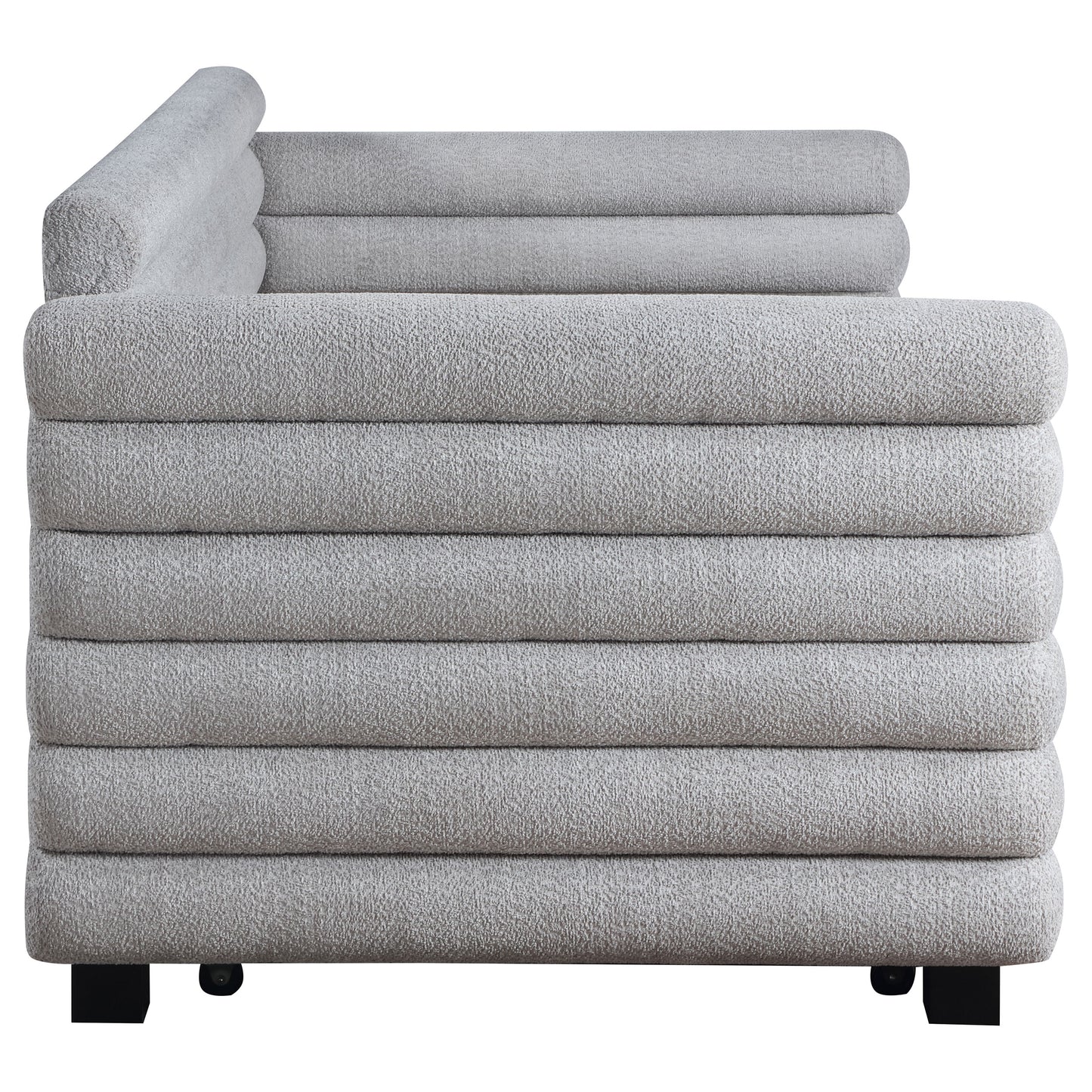 Patricia Boucle Upholstered Twin Day Bed with Trundle Grey 