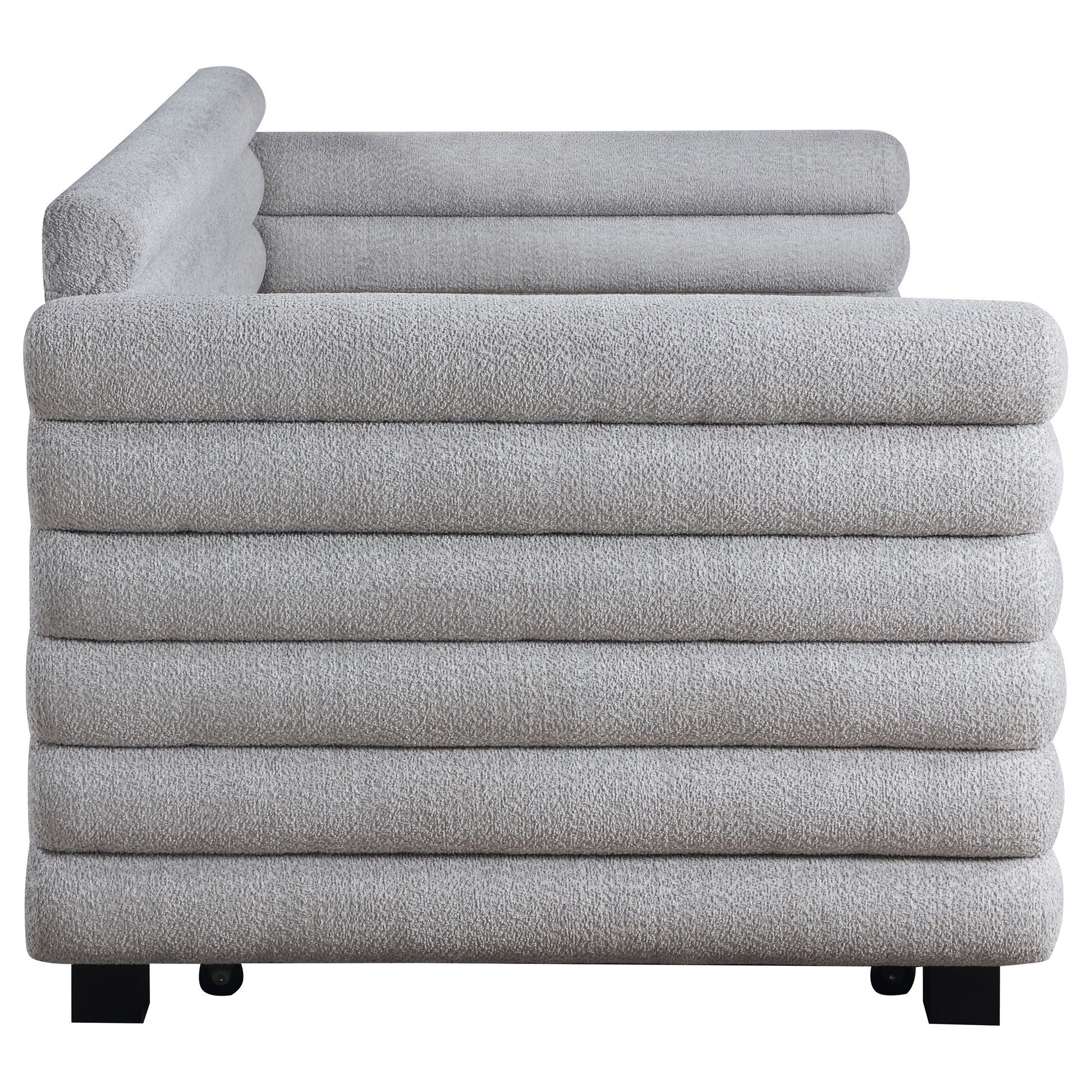 Patricia Boucle Upholstered Twin Day Bed with Trundle Grey 