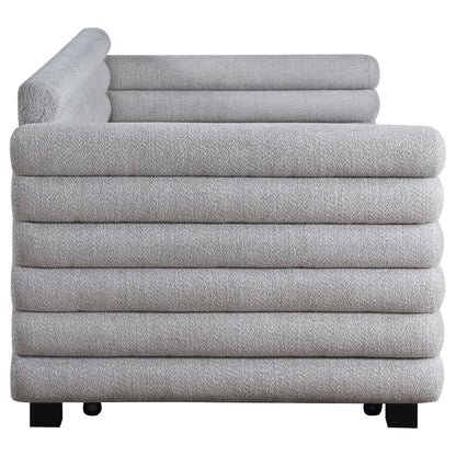 Patricia Boucle Upholstered Twin Day Bed with Trundle Grey 
