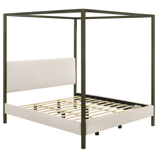 Monroe Upholstered Eastern King Canopy Bed Vanilla - The Sleep Loft - Online Mattress Showroom NYC