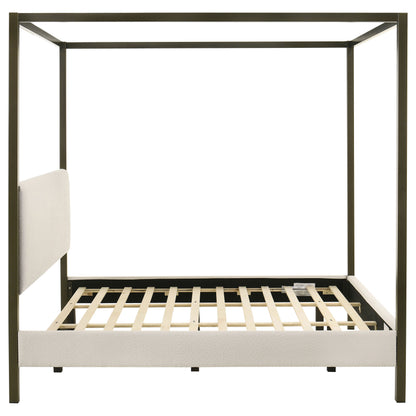 Monroe Upholstered Eastern King Canopy Bed Vanilla