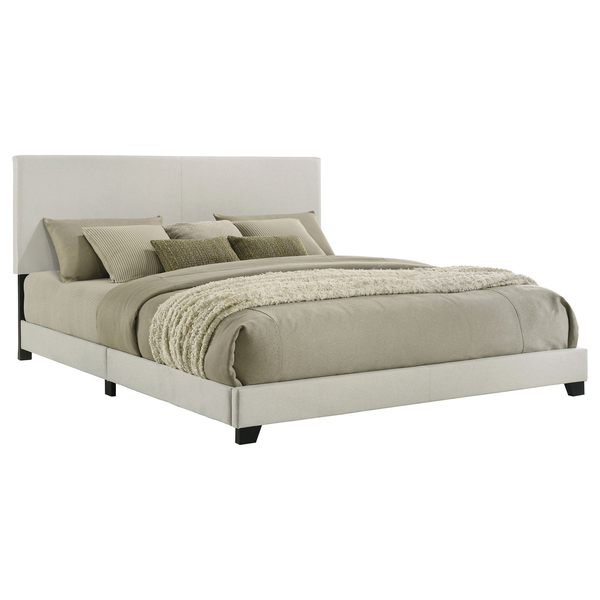 Dorian Fabric Upholstered California King Panel Bed Cream