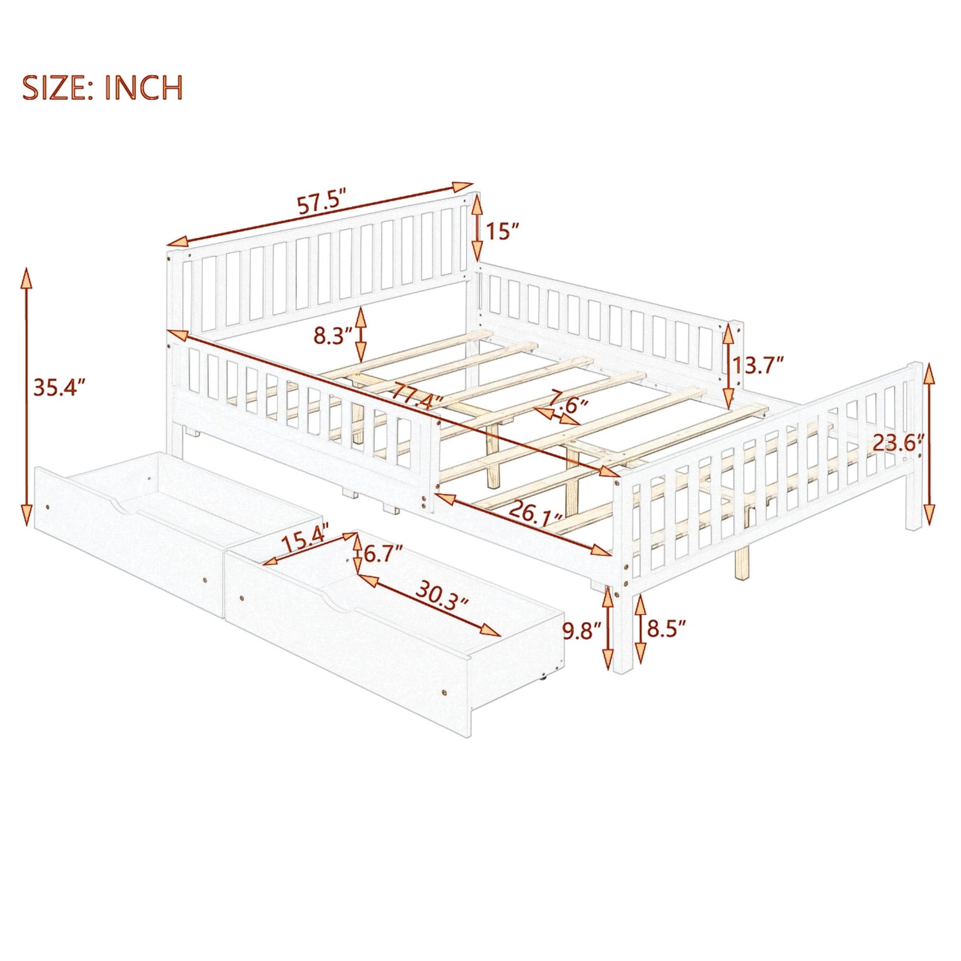 Platform Bed With Guardrails On Both Sides And 2 Storage Drawers - The Sleep Loft - Online Mattress Showroom NYC