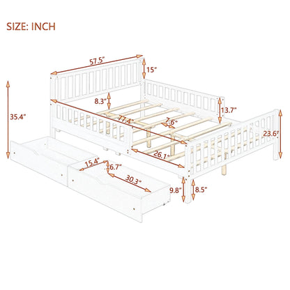Platform Bed With Guardrails On Both Sides And 2 Storage Drawers - The Sleep Loft - Online Mattress Showroom NYC