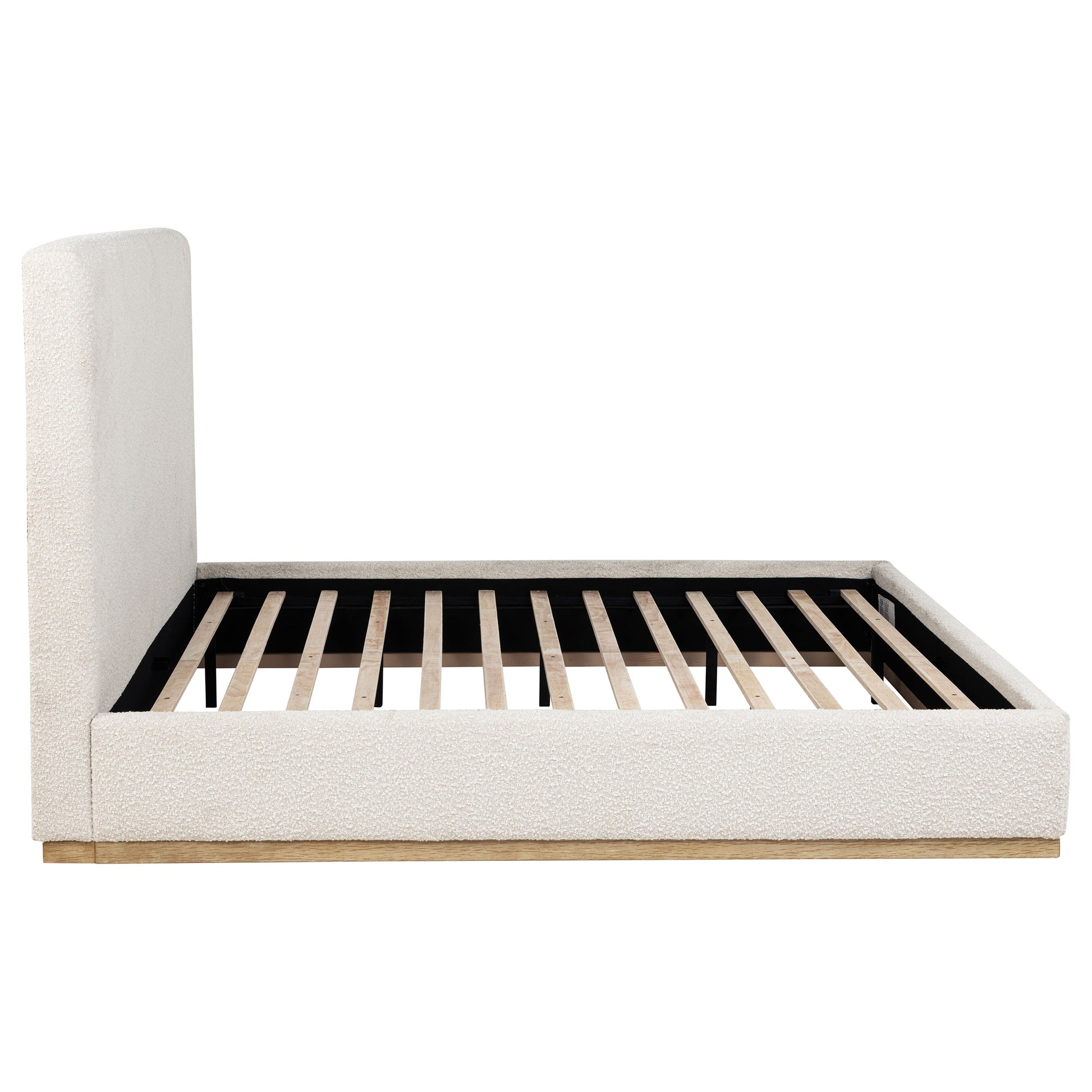 Knox Eastern King Bouclé Upholstered Platform Bed Cream