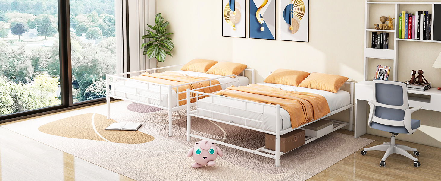 Metal Bunk Bed With Shelf And Guardrails - The Sleep Loft - Online Mattress Showroom NYC