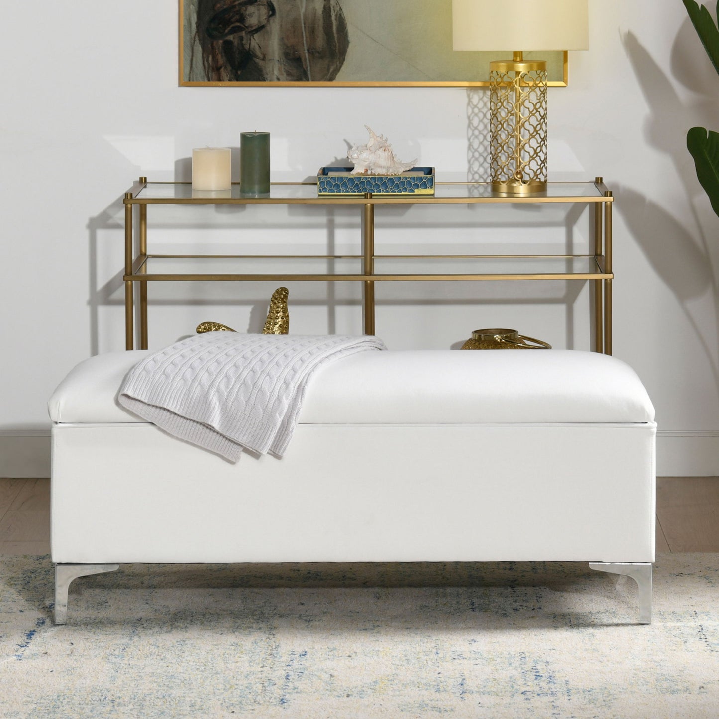 Madelyn - Modern Storage Bench - Bright White Dye - The Sleep Loft - Online Mattress Showroom NYC