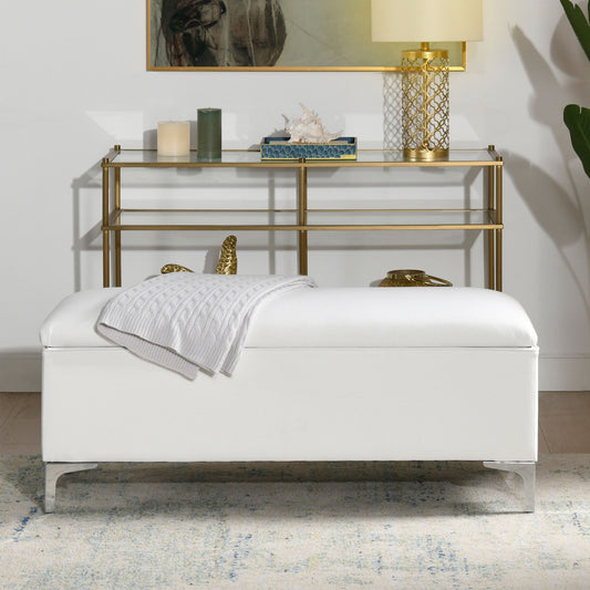 Madelyn - Modern Storage Bench - Bright White Dye - The Sleep Loft - Online Mattress Showroom NYC
