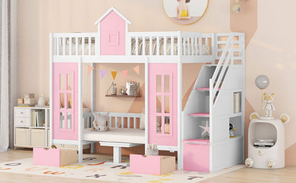 Twin Over Twin Bunk Bed With Changeable Table, Bunk Bed Turn Into Upper Bed And Down Desk - The Sleep Loft - Online Mattress Showroom NYC