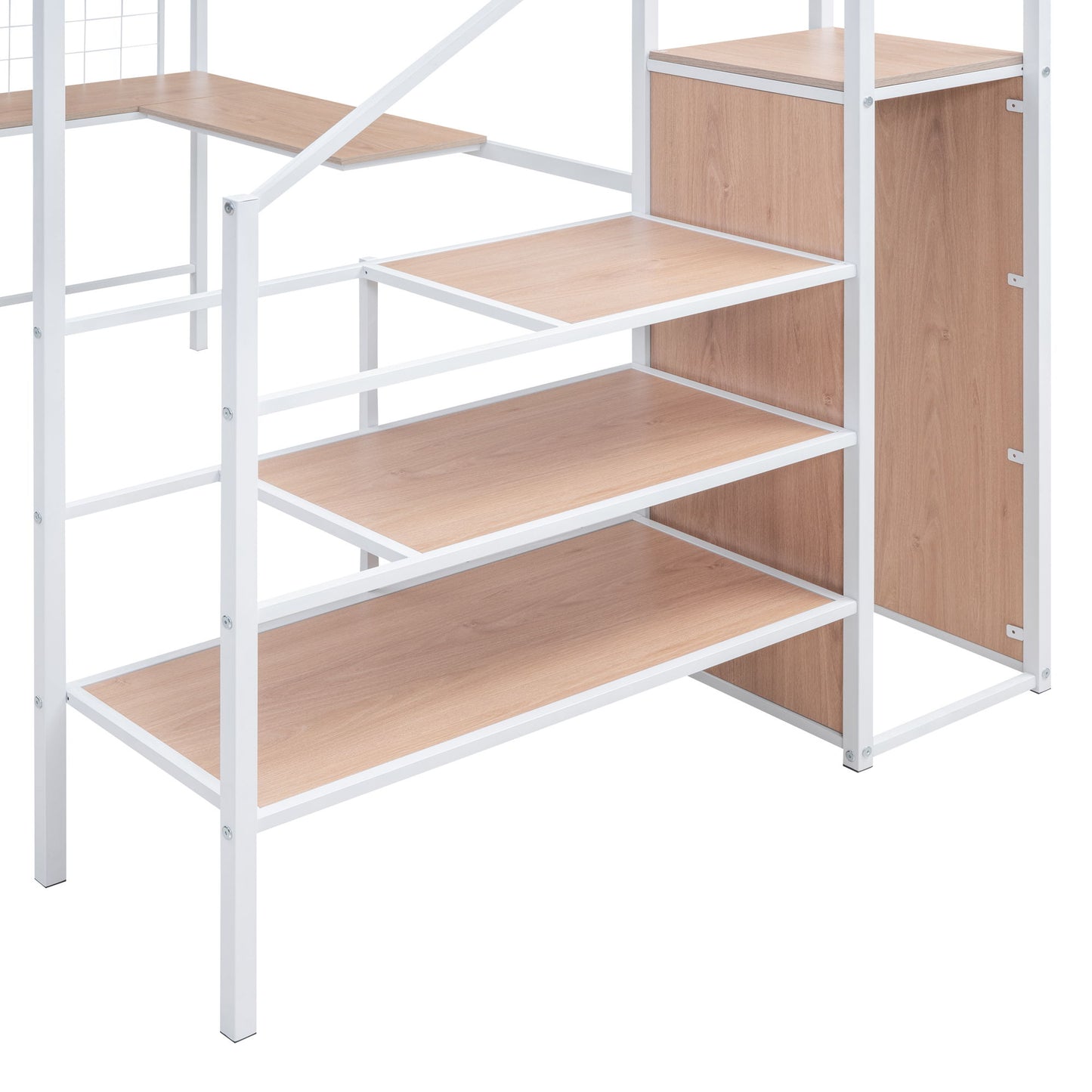 Loft Bed With Desk And Grid, Stylish Frame With Lateral Storage Ladder And Wardrobe - The Sleep Loft - Online Mattress Showroom NYC