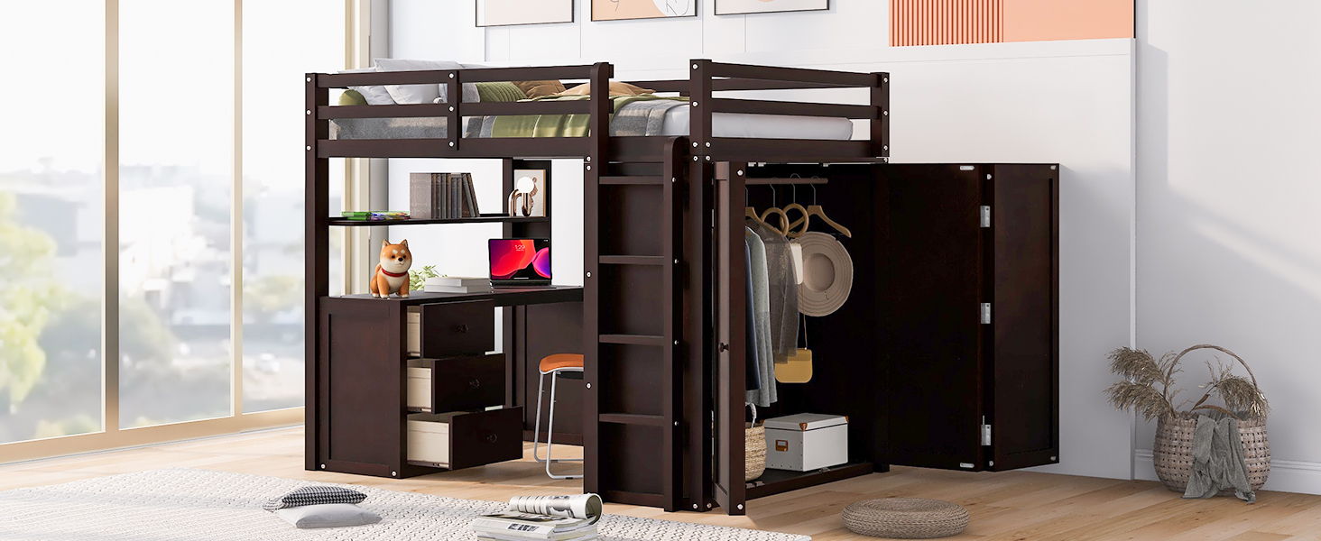 Loft Bed With Drawers, Desk, And Wardrobe - The Sleep Loft - Online Mattress Showroom NYC