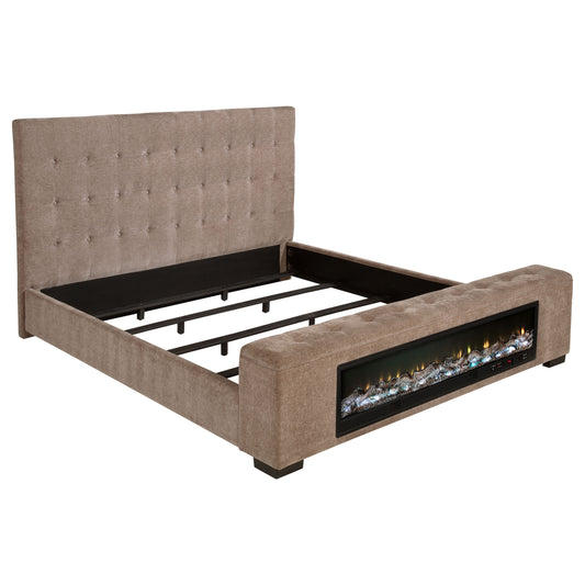 Senna Upholstered California King Audio Flame Visualizer Bed Brown - The Sleep Loft - Online Mattress Showroom NYC