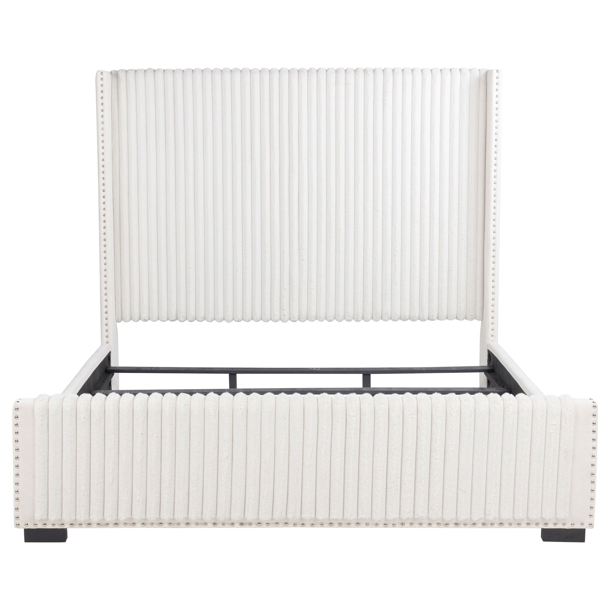 Natasha 65-inch Upholstered Eastern King Wingback Bed Cream