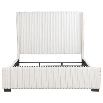 Natasha 65-inch Upholstered Eastern King Wingback Bed Cream