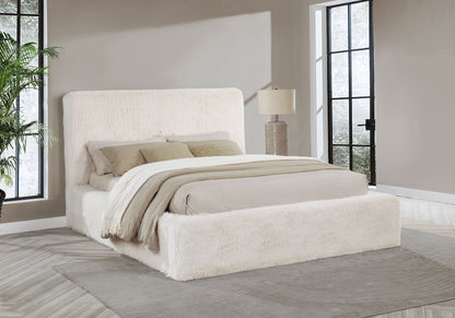 Rebecca Faux Fur Upholstered Eastern King Bed Cream