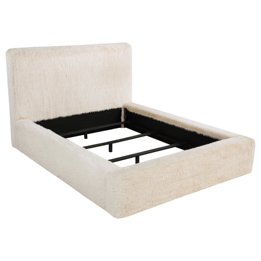 Rebecca Faux Fur Upholstered California King Bed Cream - The Sleep Loft - Online Mattress Showroom NYC