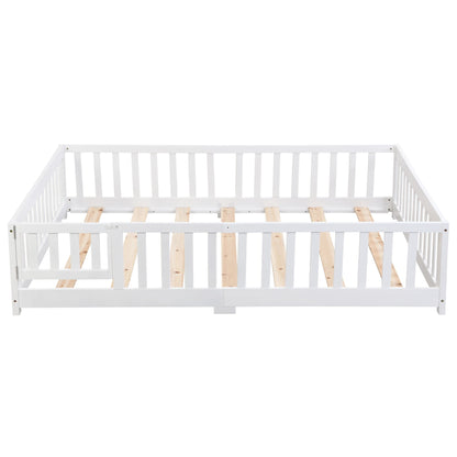 Solid Wood Floor Bed With Door And Fence For Children - The Sleep Loft - Online Mattress Showroom NYC