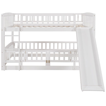 Low Bunk Bed With Slide, Fence And Ladder - The Sleep Loft - Online Mattress Showroom NYC