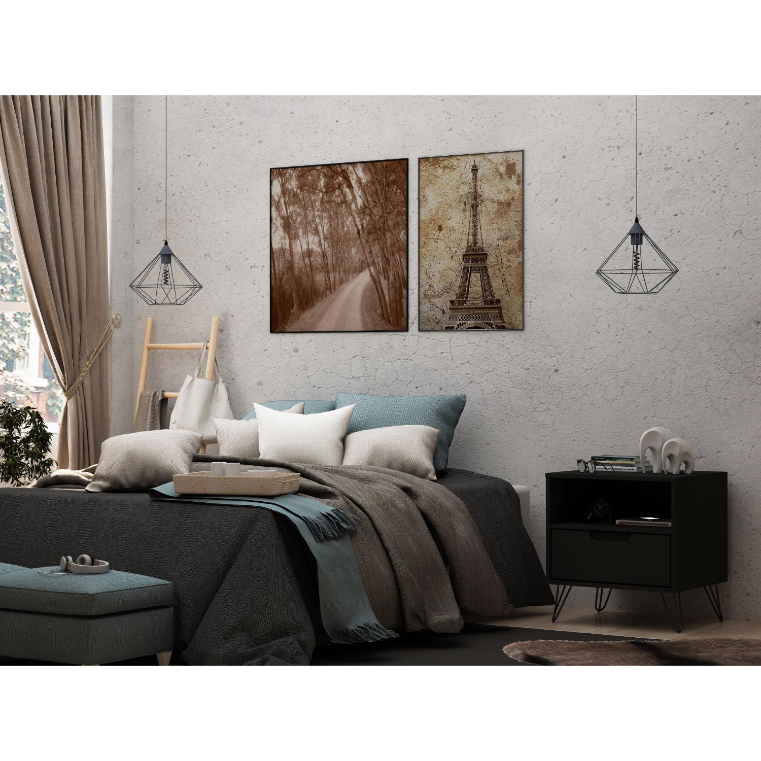 Rockefeller - Nightstand With 1 Drawer - The Sleep Loft - Online Mattress Showroom NYC