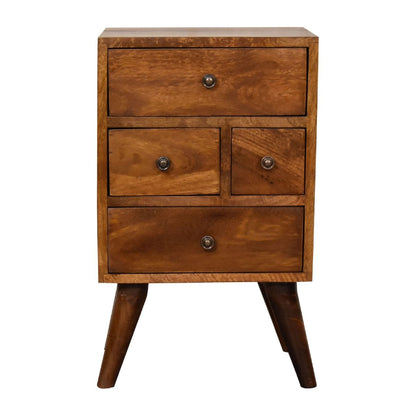 4 Drawer Multi Bedside Table - Chestnut - The Sleep Loft - Online Mattress Showroom NYC