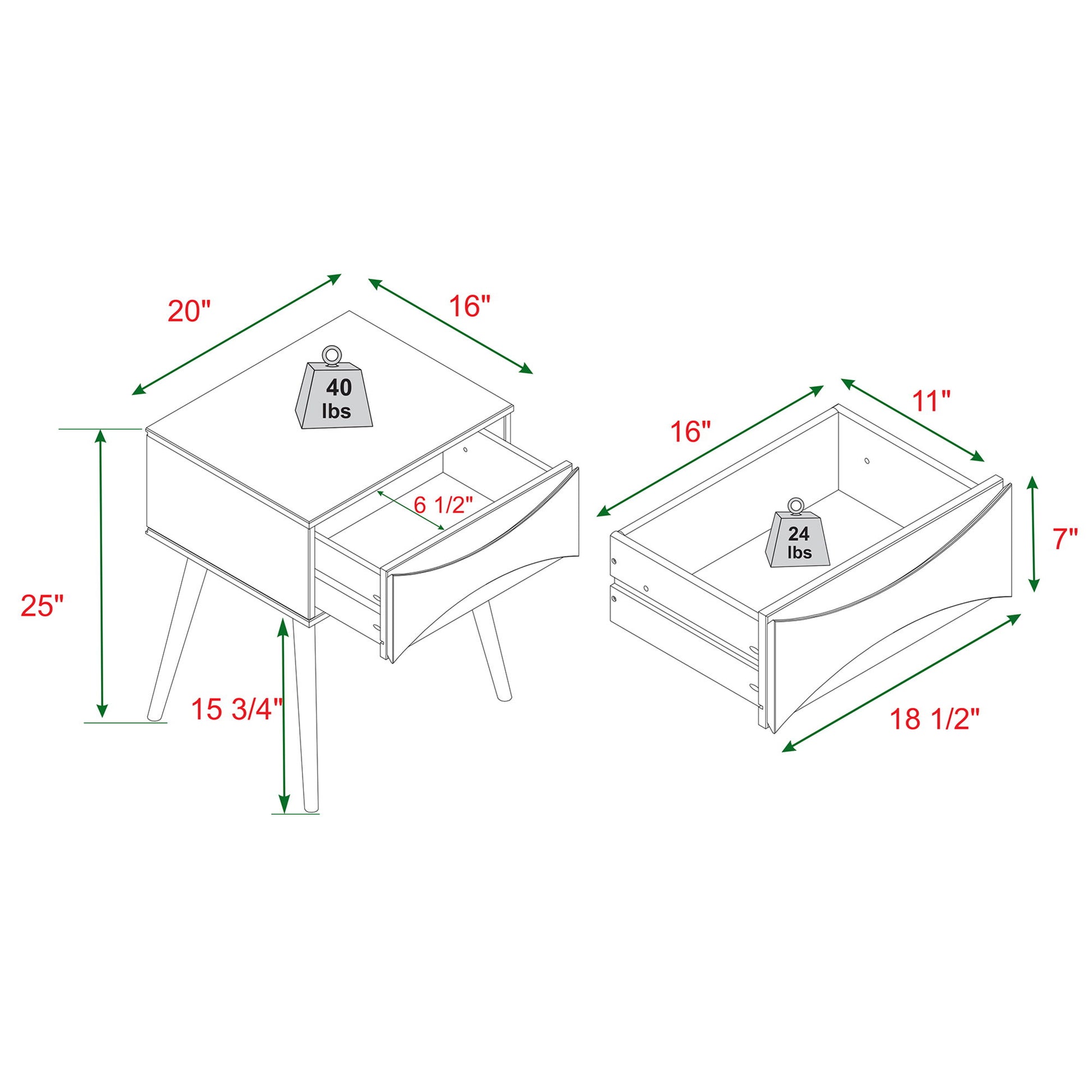 1 Drawer Nightstand - Walnut - The Sleep Loft - Online Mattress Showroom NYC