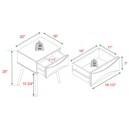 1 Drawer Nightstand - Walnut - The Sleep Loft - Online Mattress Showroom NYC