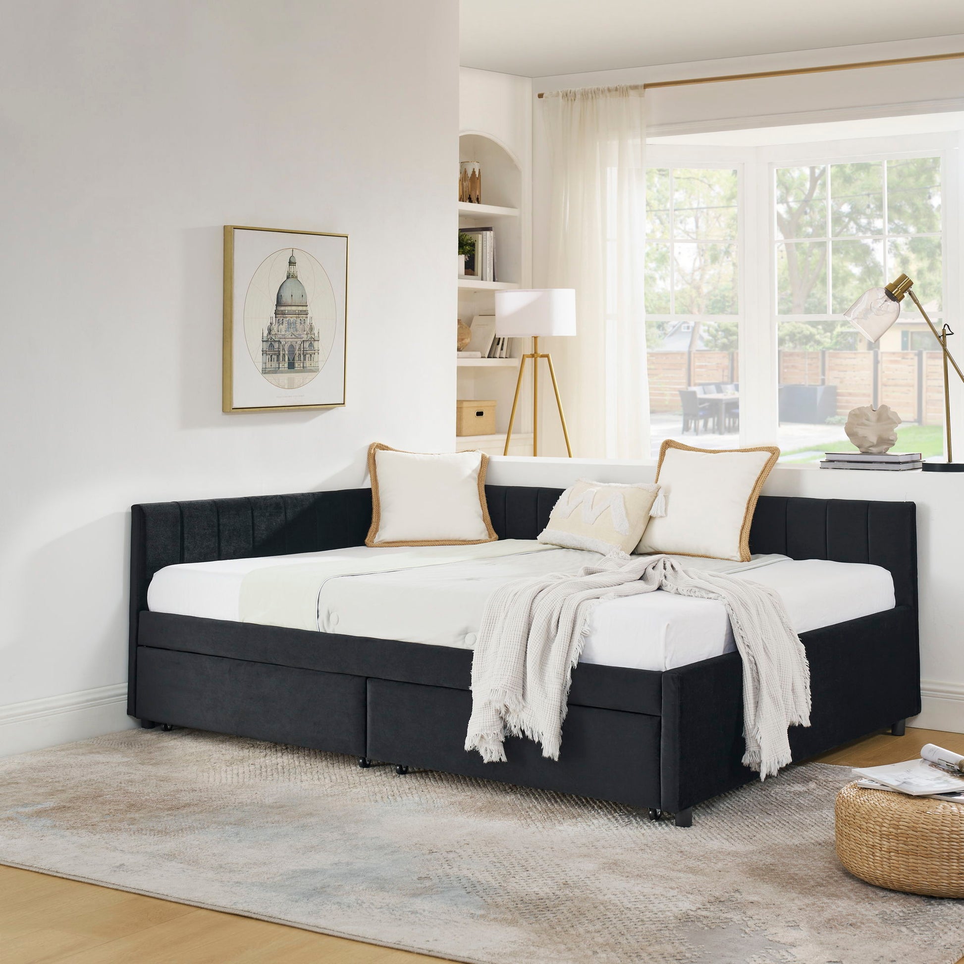 Upholstered Tufted Daybed Frame With Storage Drawers - The Sleep Loft - Online Mattress Showroom NYC