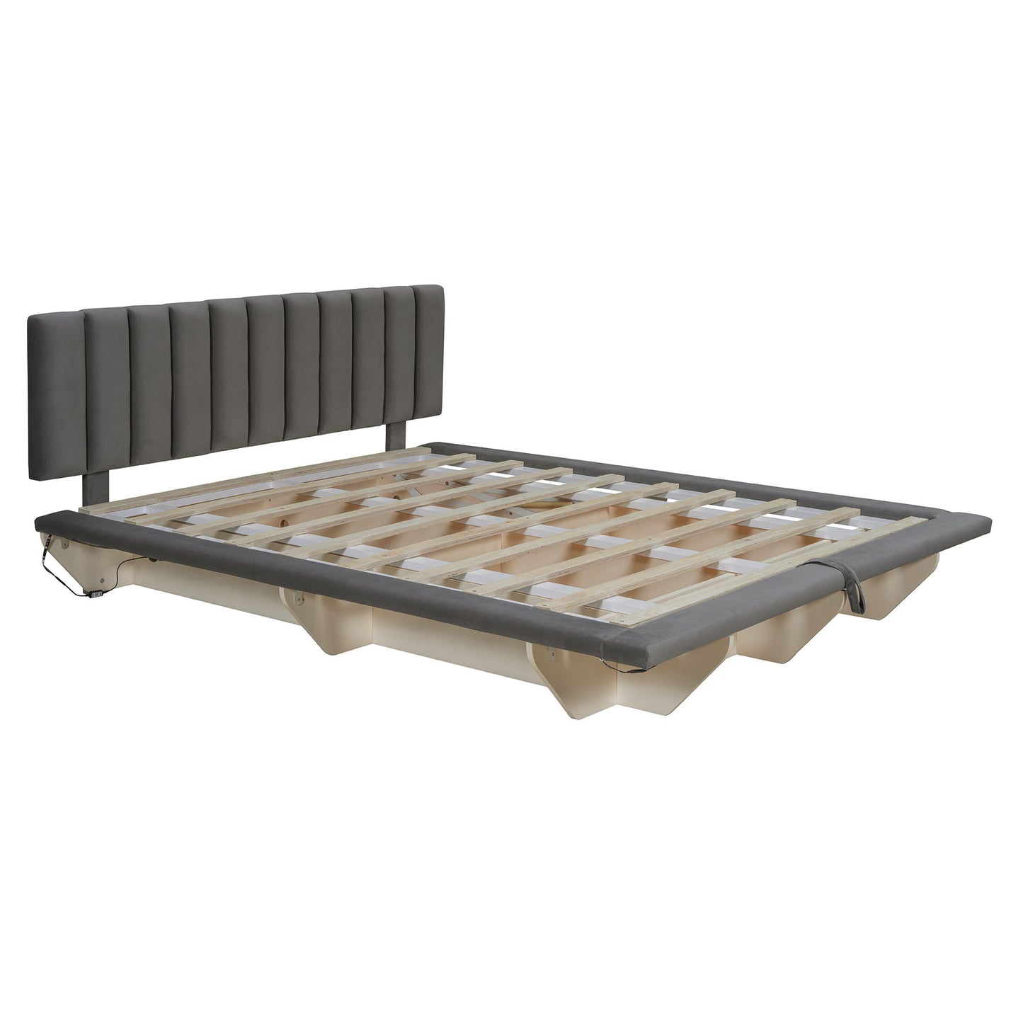 Upholstered Floating Hydrualic Platform Bed With LED Light And USB Port - The Sleep Loft - Online Mattress Showroom NYC
