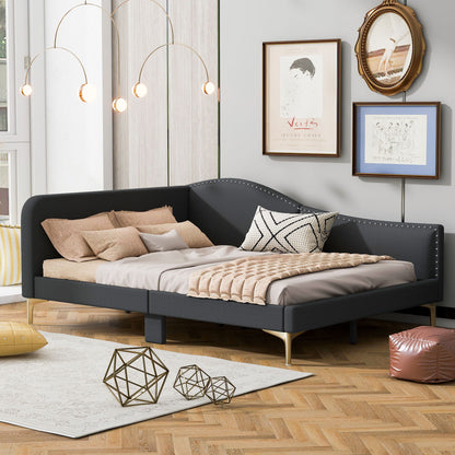 Upholstered Daybed With Headboard And Armrest, Support Legs - The Sleep Loft - Online Mattress Showroom NYC