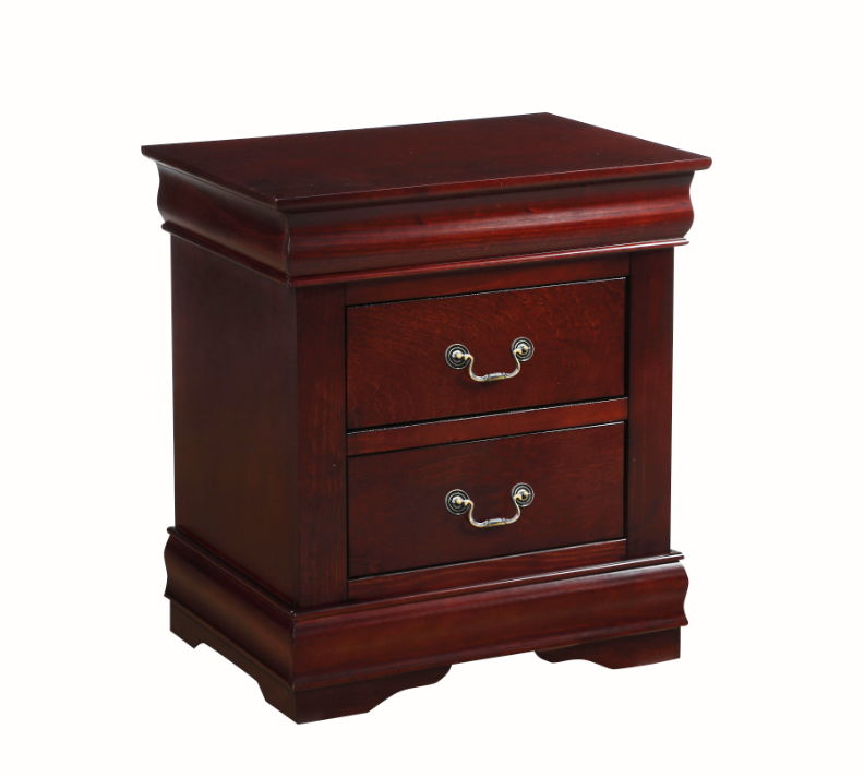 Louis Philippe - Nightstand, Elegant Design - Cherry - The Sleep Loft - Online Mattress Showroom NYC