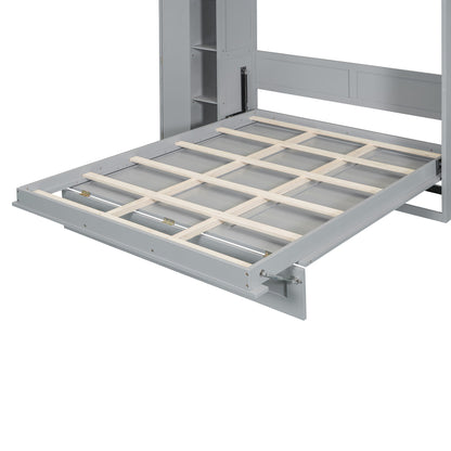 Murphy Wall Bed With Shelves, Wardrobe And LED Lights - The Sleep Loft - Online Mattress Showroom NYC