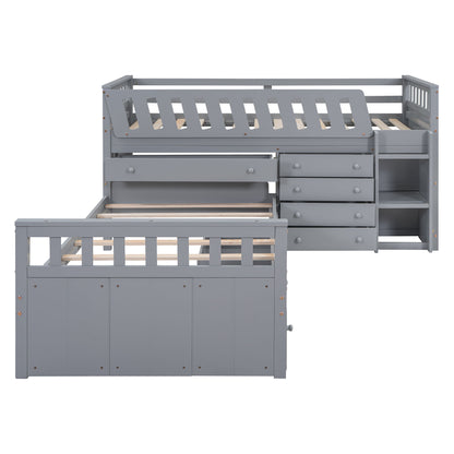 Loft Platform Bed With 7 Drawers And Full Guardrails, Modern L Shaped Space Savin - The Sleep Loft - Online Mattress Showroom NYC