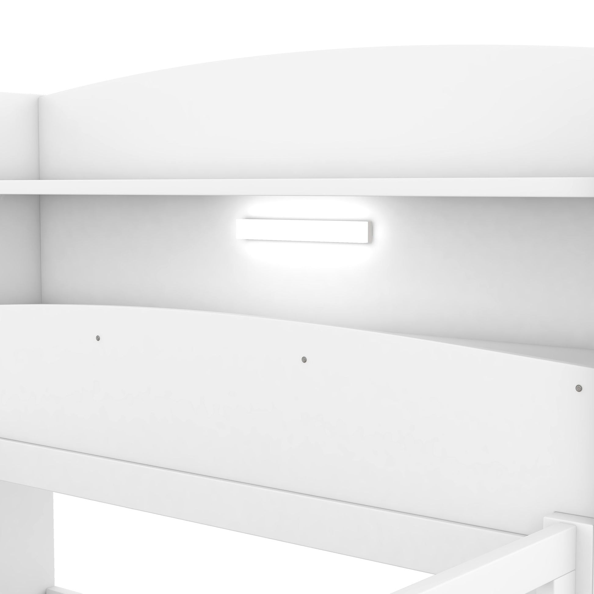 Wood Platform Bed With Built In LED Light, Storage Headboard And Guardrail - The Sleep Loft - Online Mattress Showroom NYC