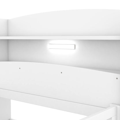 Wood Platform Bed With Built In LED Light, Storage Headboard And Guardrail - The Sleep Loft - Online Mattress Showroom NYC