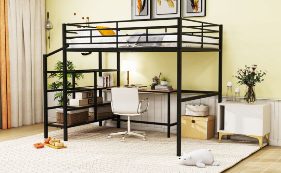 Loft Bed With Desk And Lateral Storage Ladder - The Sleep Loft - Online Mattress Showroom NYC