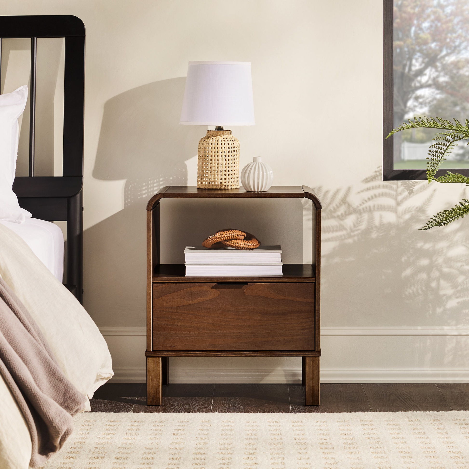 Modern Minimalist Curved Top Nightstand - The Sleep Loft - Online Mattress Showroom NYC