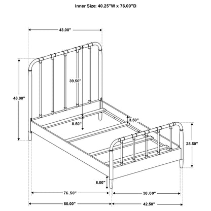Rocco All Wood Water Pipe Open Frame Twin Bed Dark Bronze