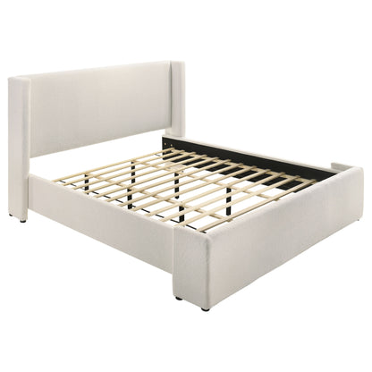 Alamosa Boucle Upholstered Eastern King Platform Bed White 
