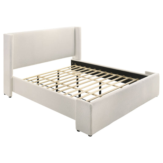 Alamosa Boucle Upholstered Eastern King Platform Bed White 
