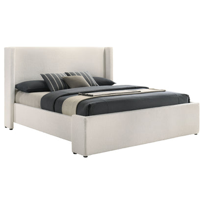Alamosa Boucle Upholstered Eastern King Platform Bed White 