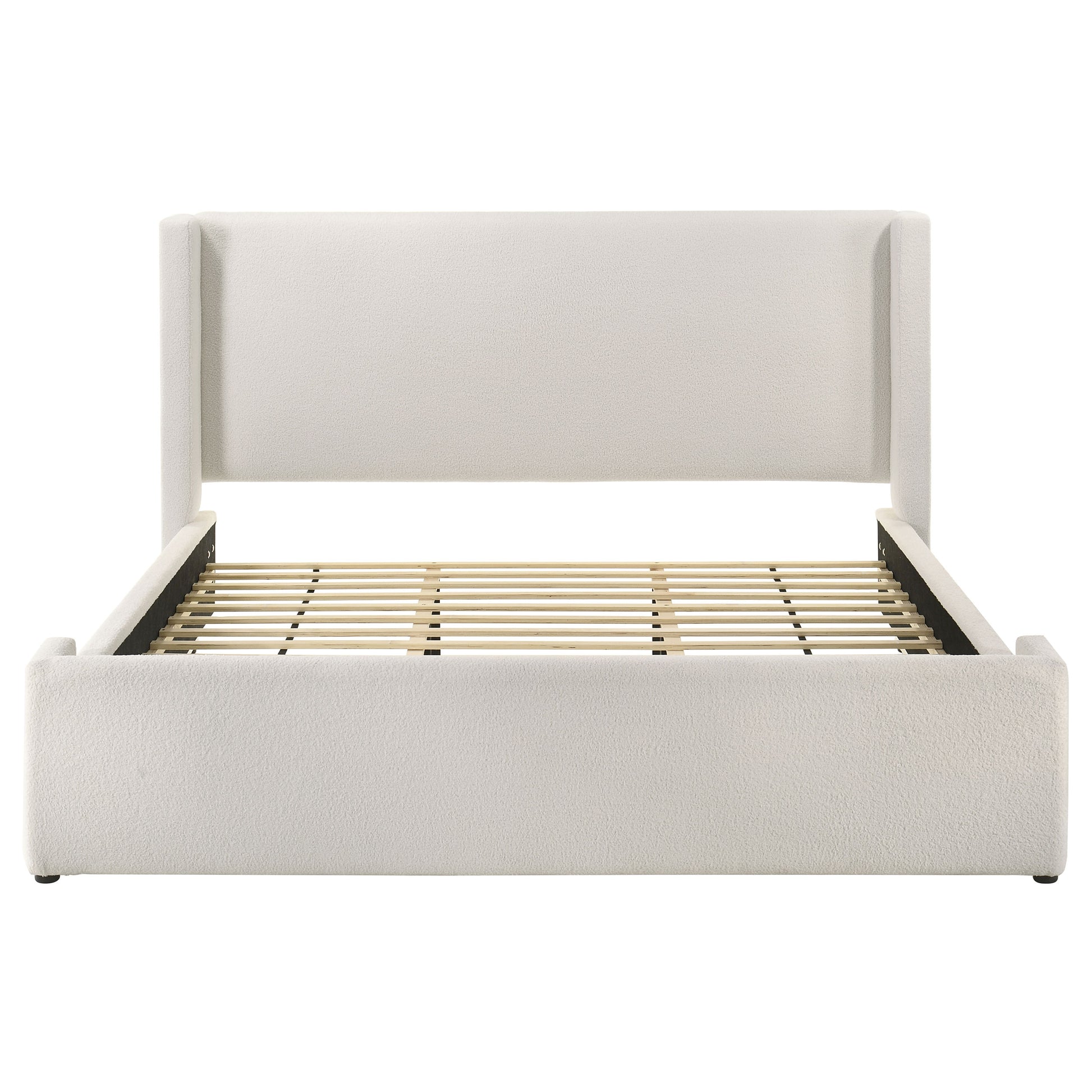 Alamosa Boucle Upholstered Eastern King Platform Bed White 
