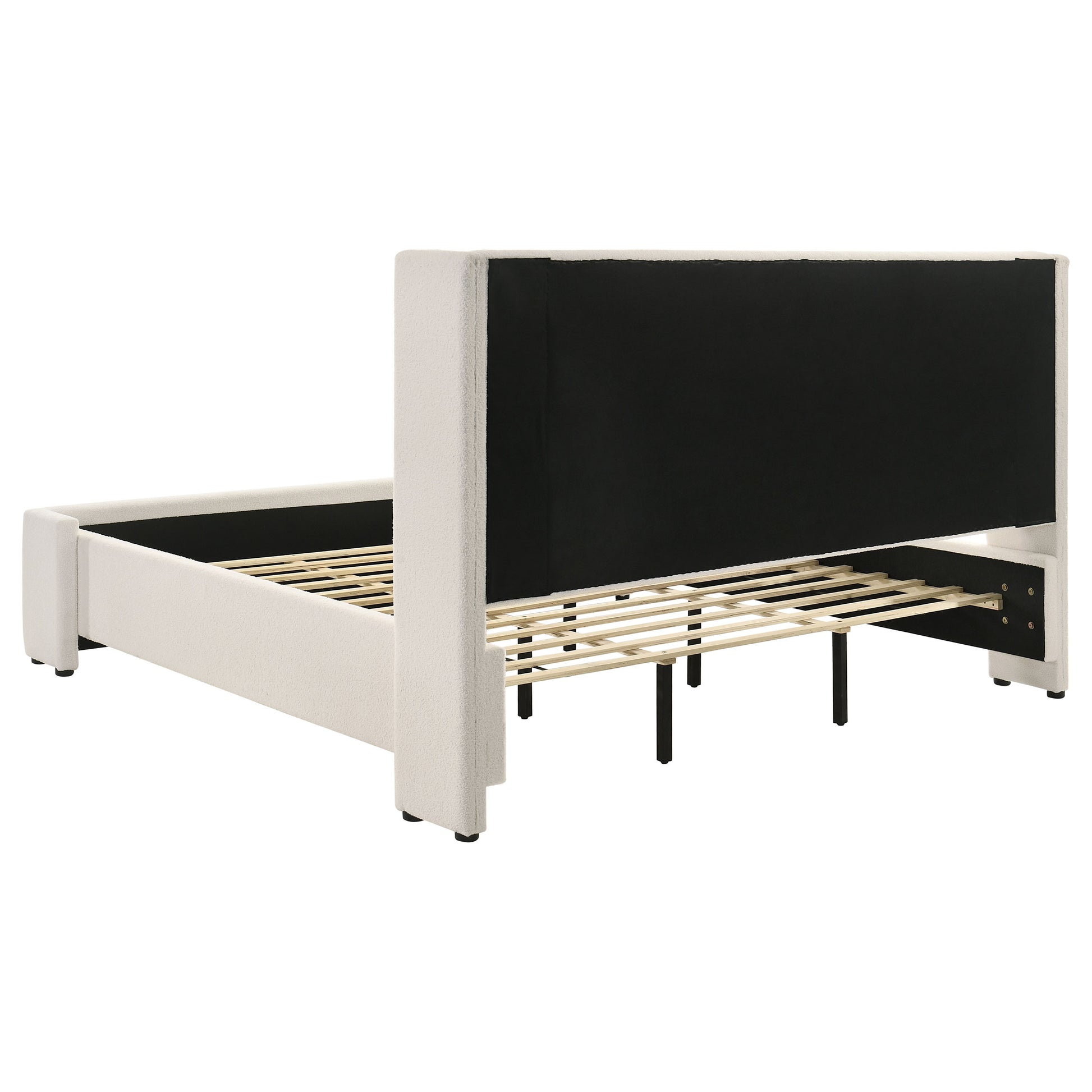 Alamosa Boucle Upholstered Eastern King Platform Bed White 