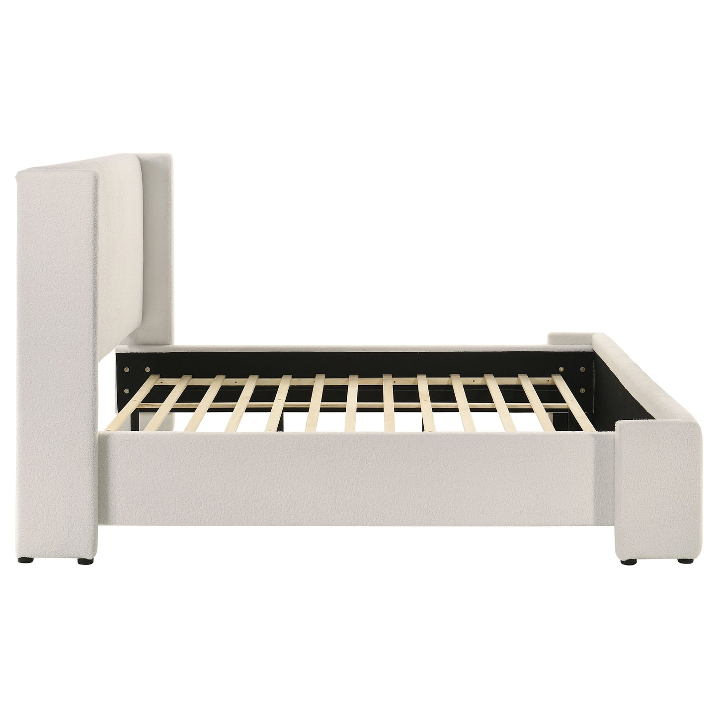 Alamosa Boucle Upholstered Eastern King Platform Bed White 