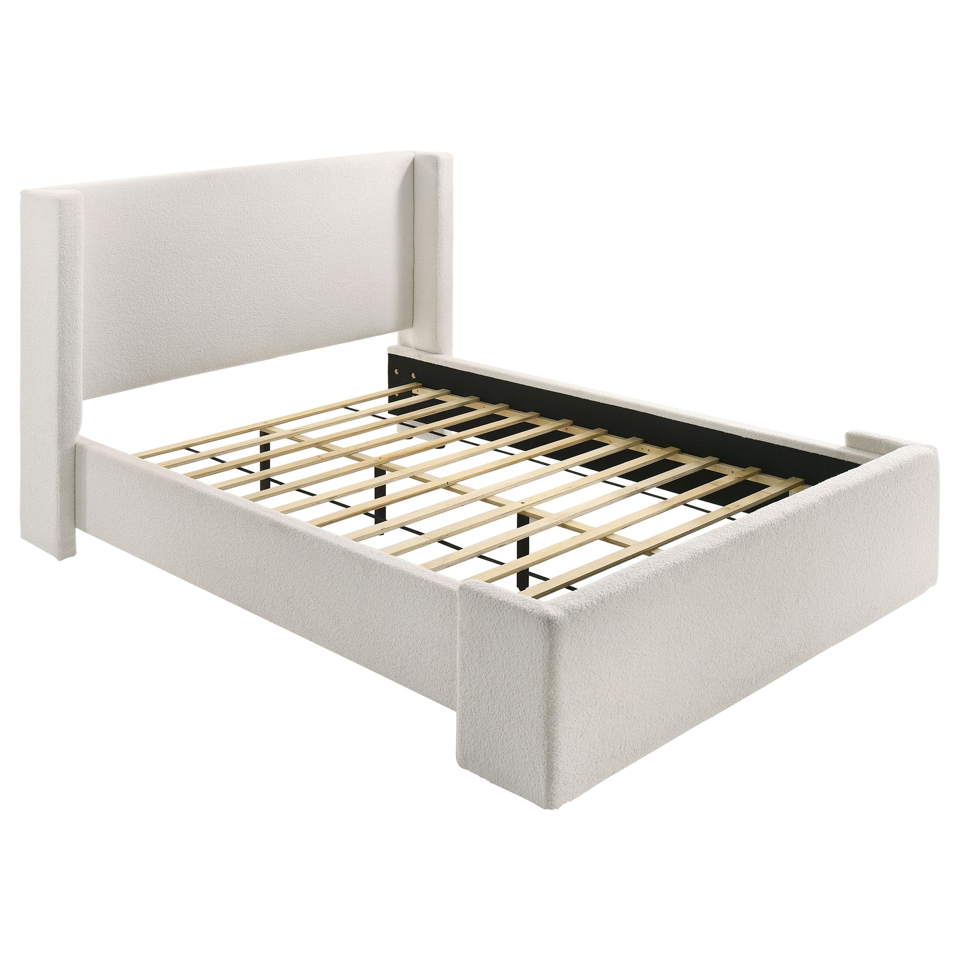 Alamosa Boucle Upholstered Queen Wingback Bed White 