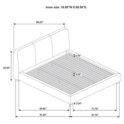 Mokena 46-inch Upholstered Eastern King Platform Bed Taupe