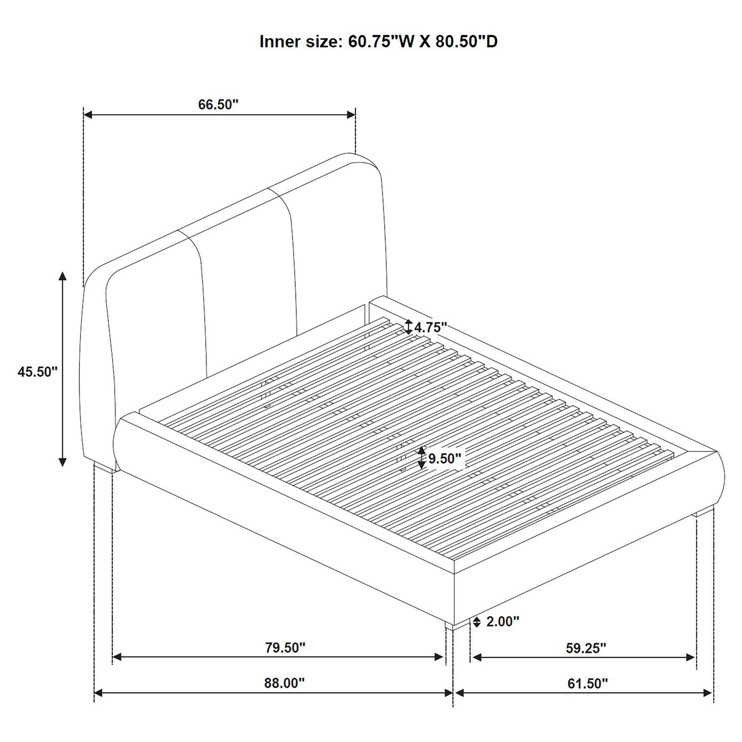 Mokena 46-inch Upholstered Queen Platform Bed Taupe